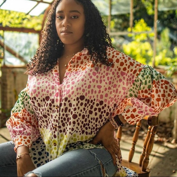 Multi colored Leopard print collar shirt - Picture 3 of 3